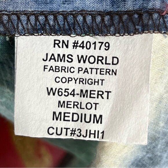 Jams World “Merlot” Slitted Sleeve Women’s Blouse Made in Hawaii Size Medium - Picture 6 of 10